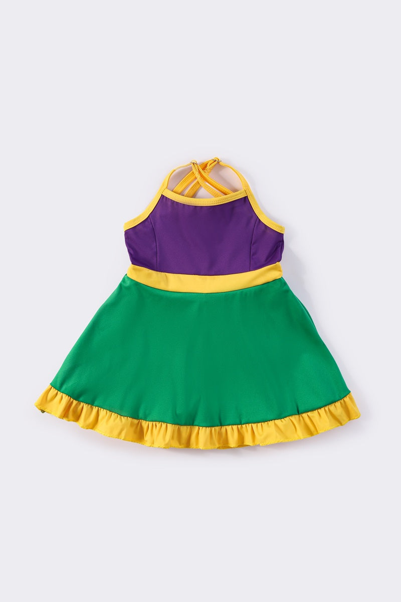 Mardi gras tennis ruffle girl dress - Aaria Tees