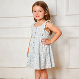 Organic Flutter Buttoned Tiered Dress - Ivy Floral - Aaria Tees Aaria Tees