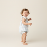 Organic Tie Shoulder Bubble Romper - Ivy Floral - Aaria Tees Aaria Tees