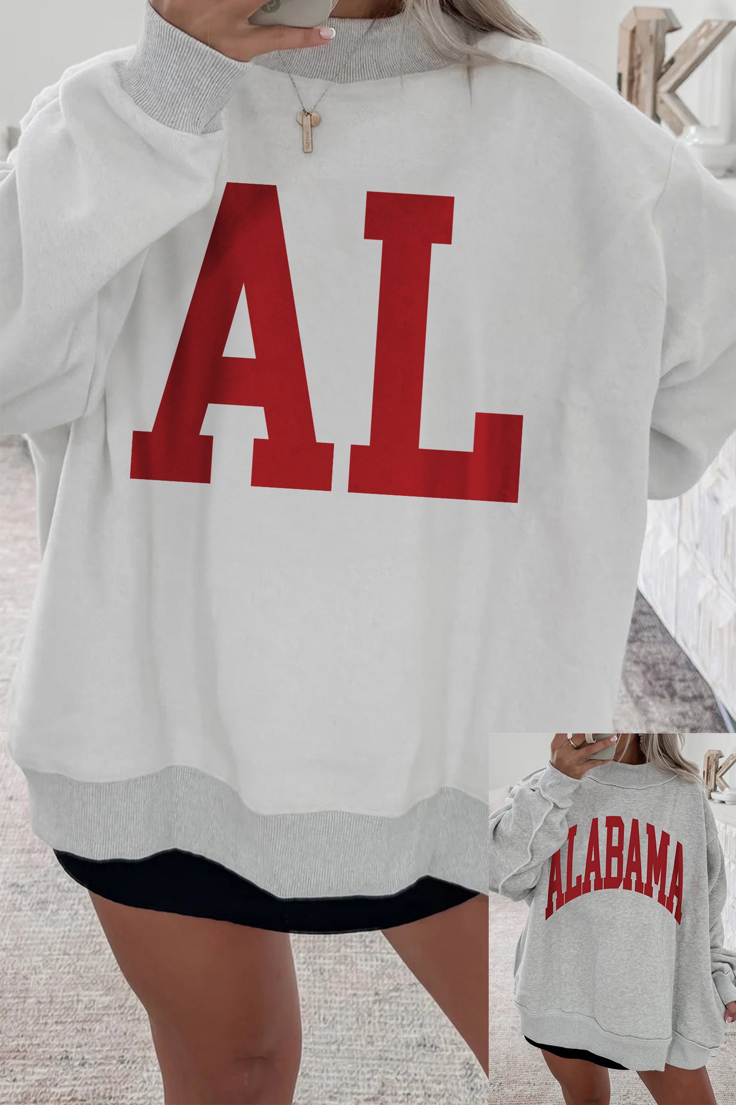 Light Grey MS Reversible Printed Ribbed Patchwork Mock Neck Sweatshirt - Aaria Tees Aaria Tees