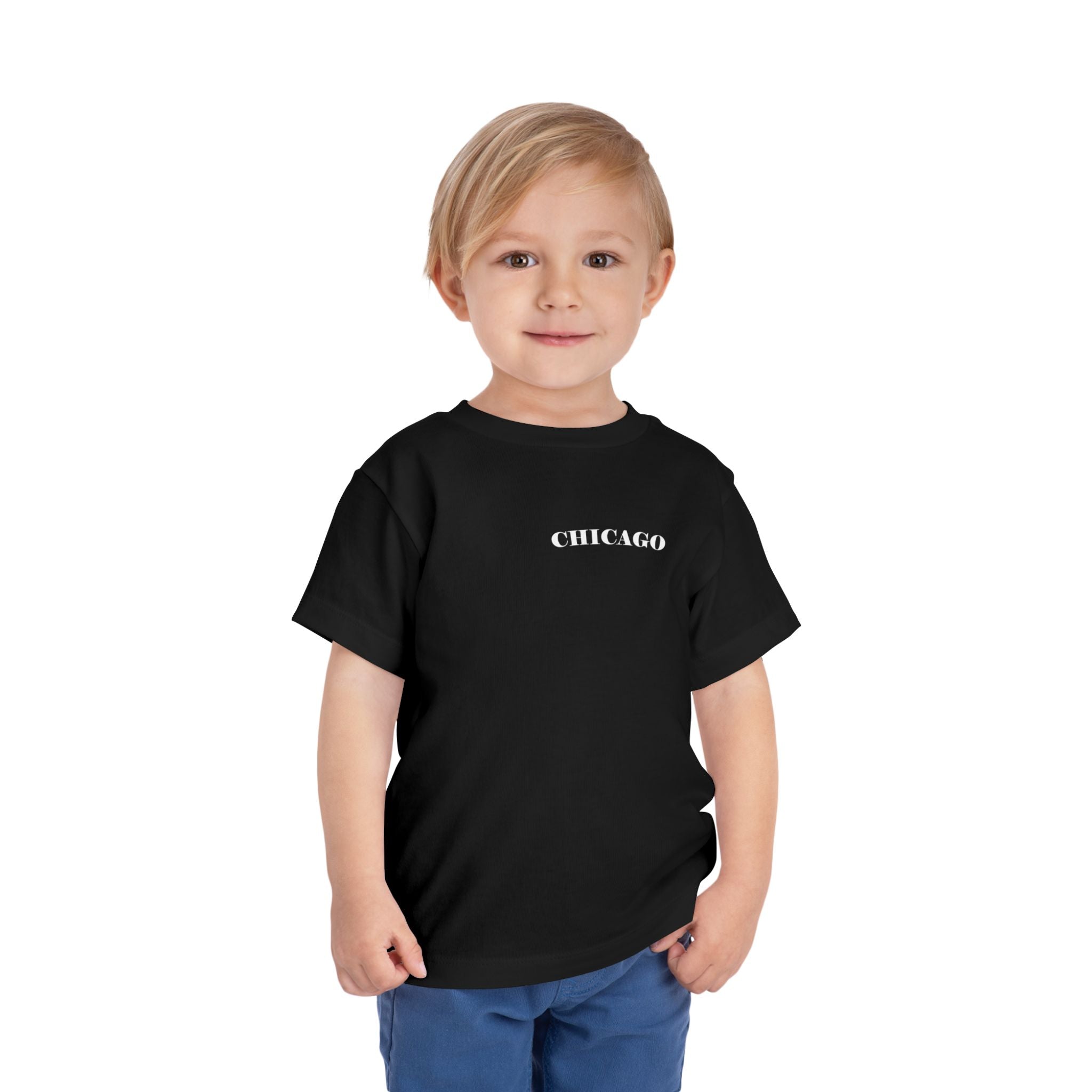 Mystery Noir Chicago Skyline Sunset Unisex Toddler Short Sleeve Tee - Aaria Tees Aaria Tees