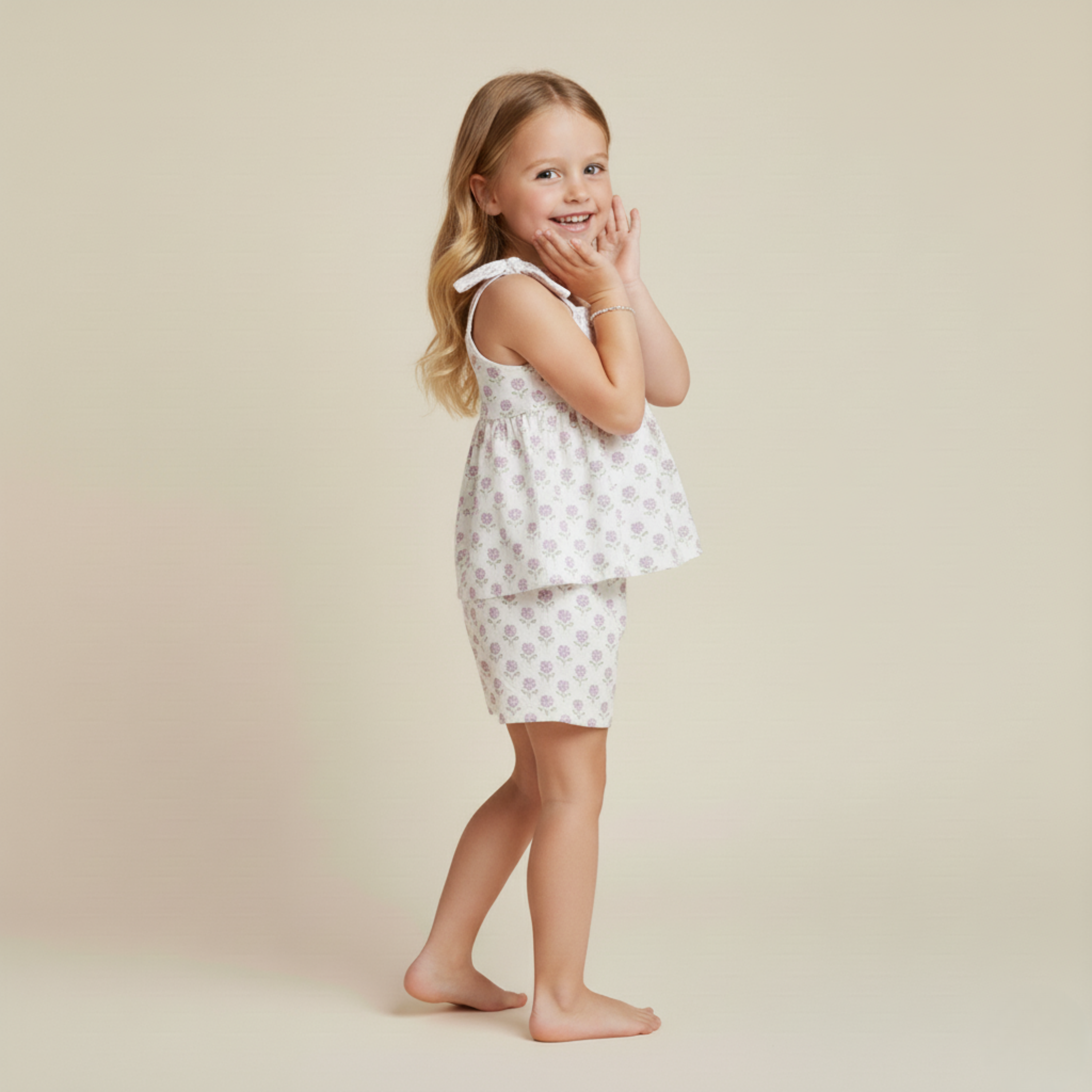Organic Tie Up Top & Shorts Set - Lavender - Aaria Tees Aaria Tees