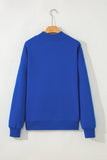 Dark Blue Baseball Large Bow Mock Neck Sweatshirt Aaria Tees