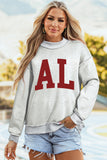 Light Grey AL/ BAMA Double Side Printed Mock Neck Reversible Sweatshirt Aaria Tees