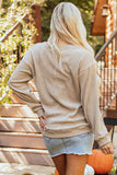 Khaki Halloween Leopard Pumpkin Graphic Corded Sweatshirt - Aaria Tees Aaria Tees