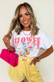 White FLOWER MARKET Graphic T Shirt - Aaria Tees Aaria Tees