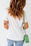 White Floral Bunny Graphic Crewneck Easter Fashion Tee Aaria Tees