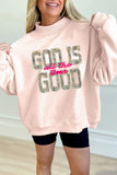 Apricot Pink Camo Print Letter Graphic Mock Neck Sweatshirt - Aaria Tees Aaria Tees