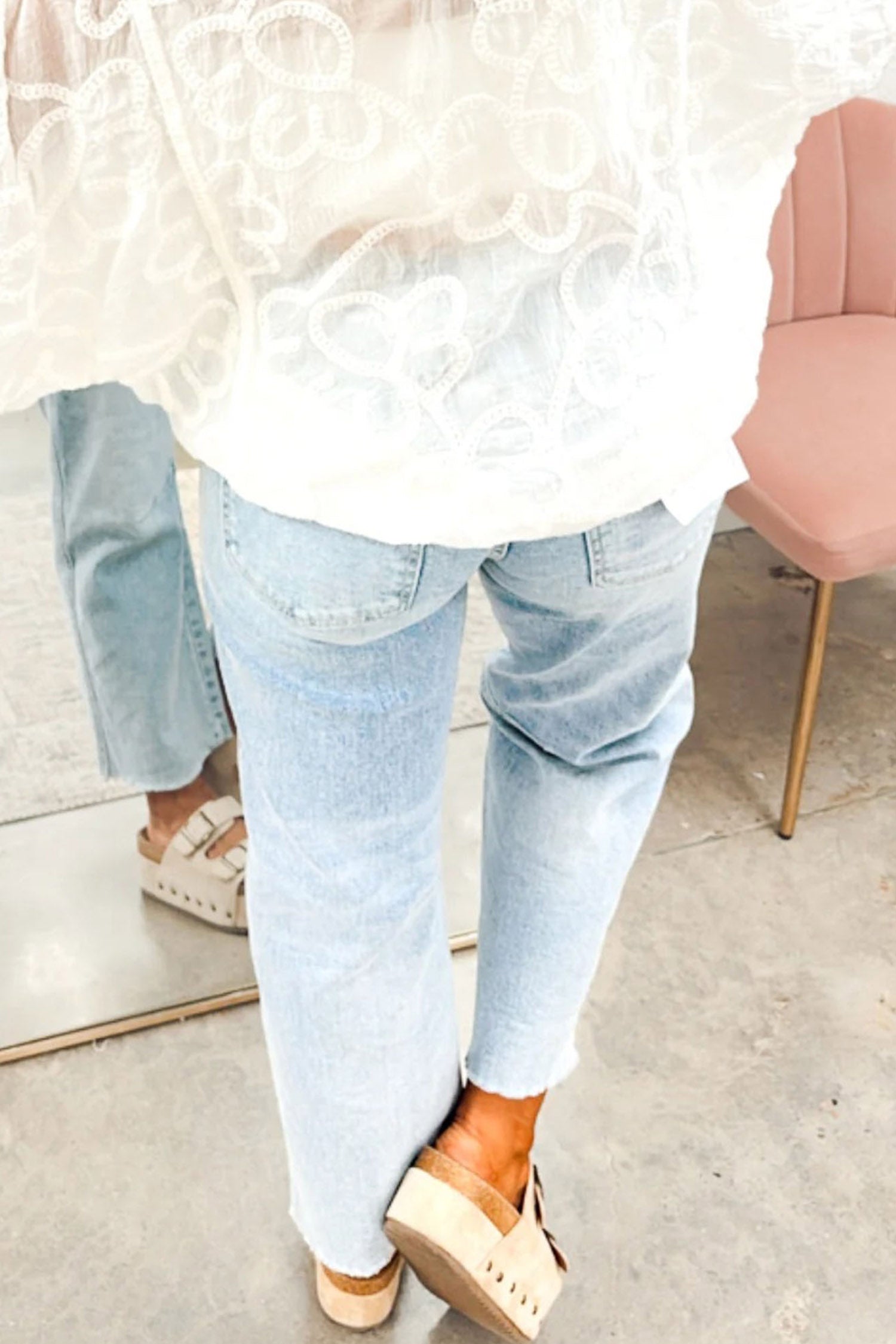 Beau Blue Sequin Pumpkin Patched Graphic Casual Shift Jeans - Aaria Tees Aaria Tees