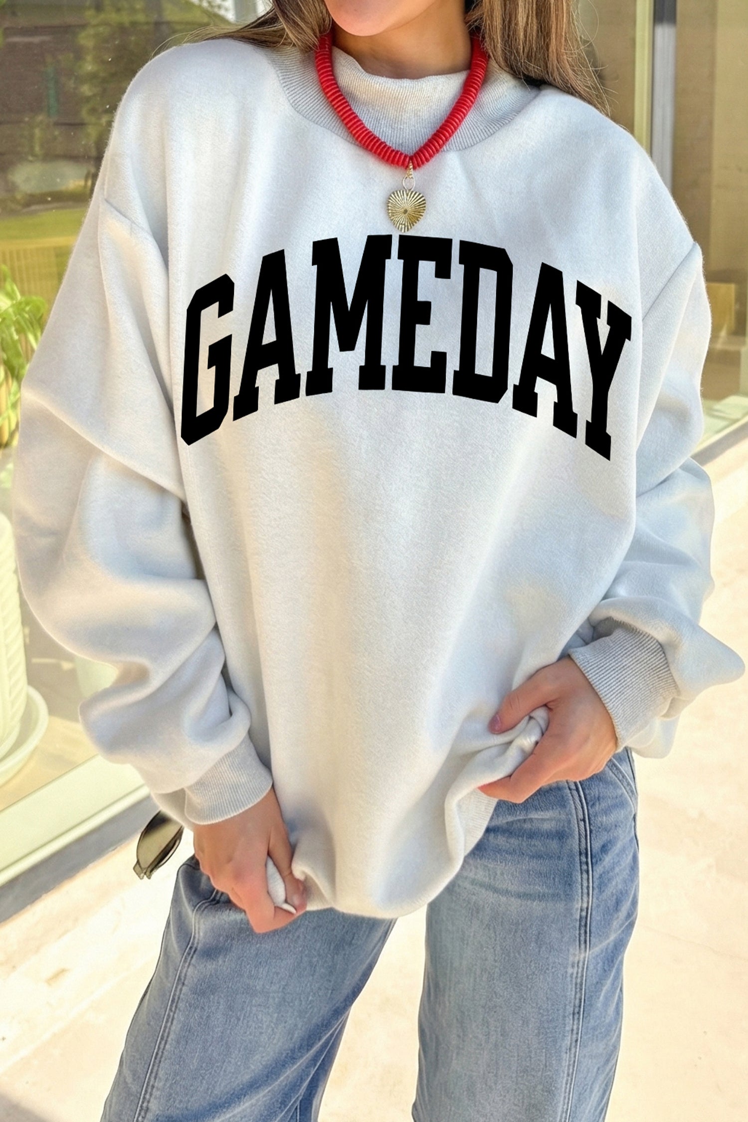 Light Grey FOOTBALL GAMEDAY Double Side Printed High Neck Reversible Sweatshirt - Aaria Tees Aaria Tees