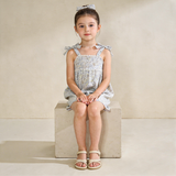 Organic Tie Up Top & Shorts Set - Tulle Floral - Aaria Tees Aaria Tees