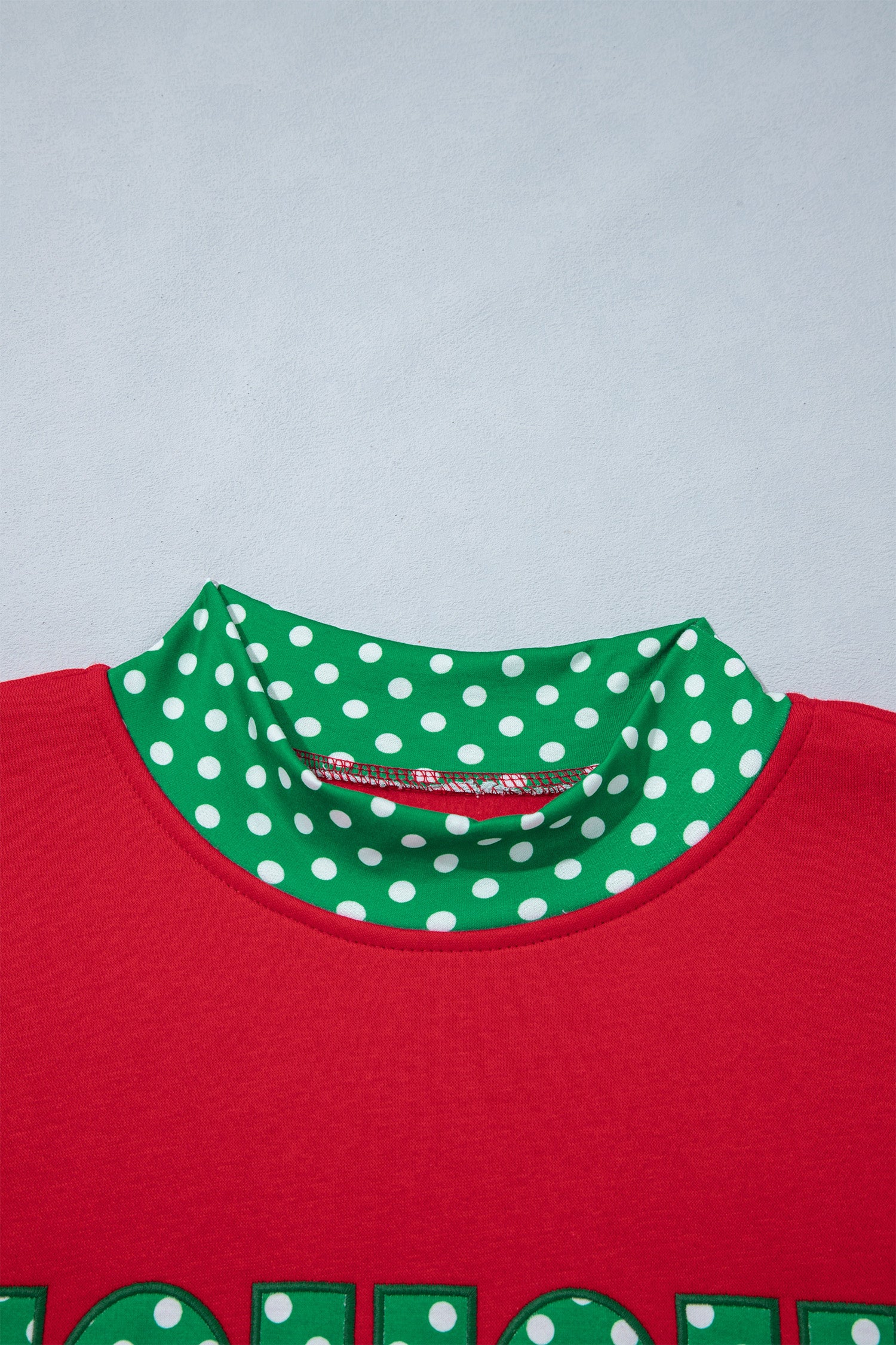 Sail Blue Polka Dot Letter Print Contrast Trim Mock Neck Sweatshirt - Aaria Tees Aaria Tees
