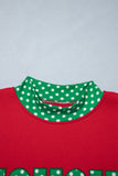 Sail Blue Polka Dot Letter Print Contrast Trim Mock Neck Sweatshirt - Aaria Tees Aaria Tees