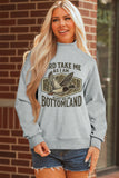 Gray Exposed Seam Mock Neck Western Print Duck Sweatshirt - Aaria Tees Aaria Tees
