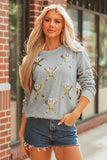 Gray Sequin Baseball Game Day Graphic Casual Sweatshirt - Aaria Tees Aaria Tees