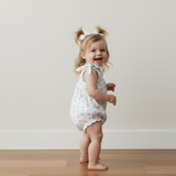 Organic Tie Shoulder Bubble Romper - Blue Vines - Aaria Tees Aaria Tees