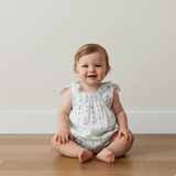 Organic Tie Shoulder Bubble Romper - Blue Vines - Aaria Tees Aaria Tees