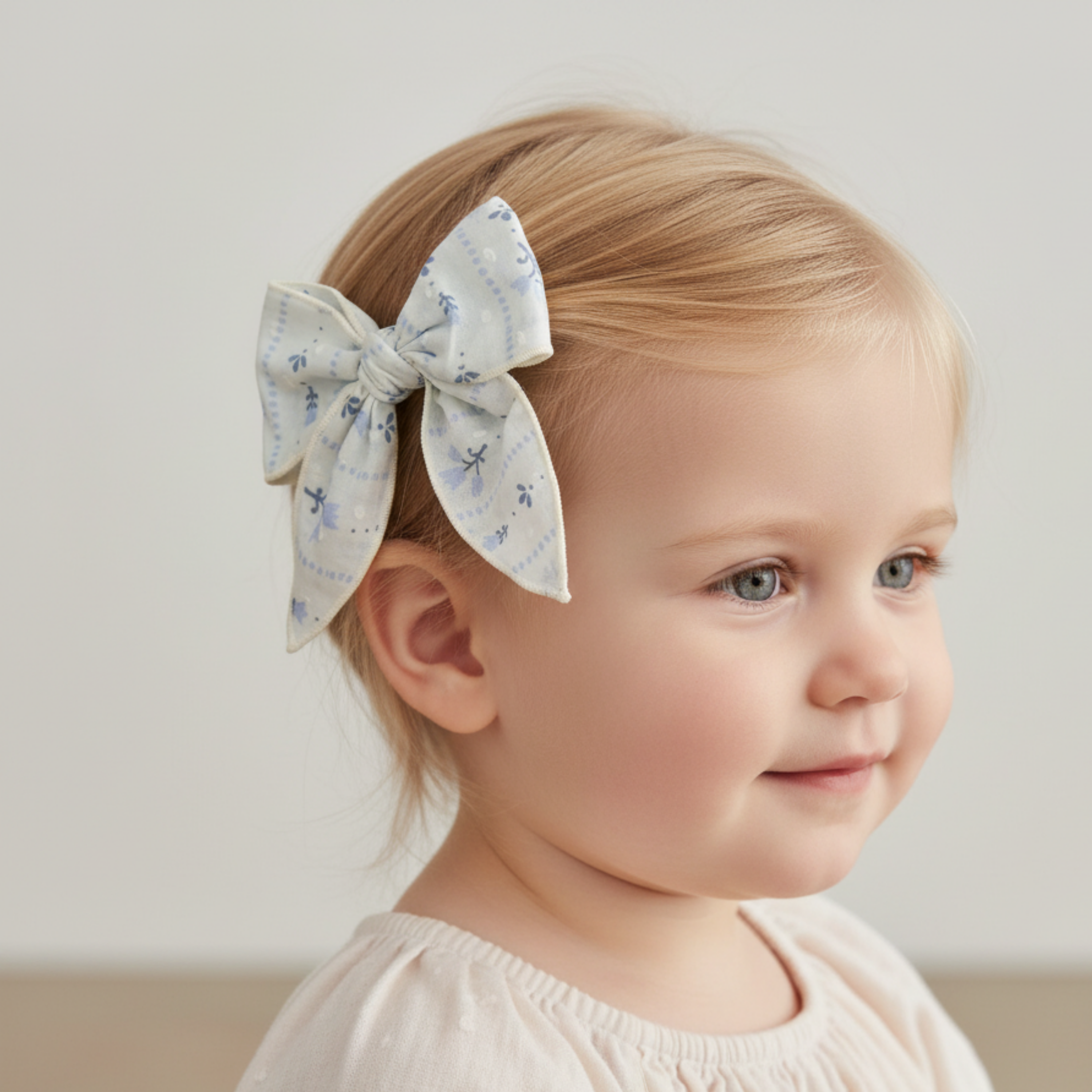 Organic Hair Bow Clip - Blue Vines - Aaria Tees Aaria Tees