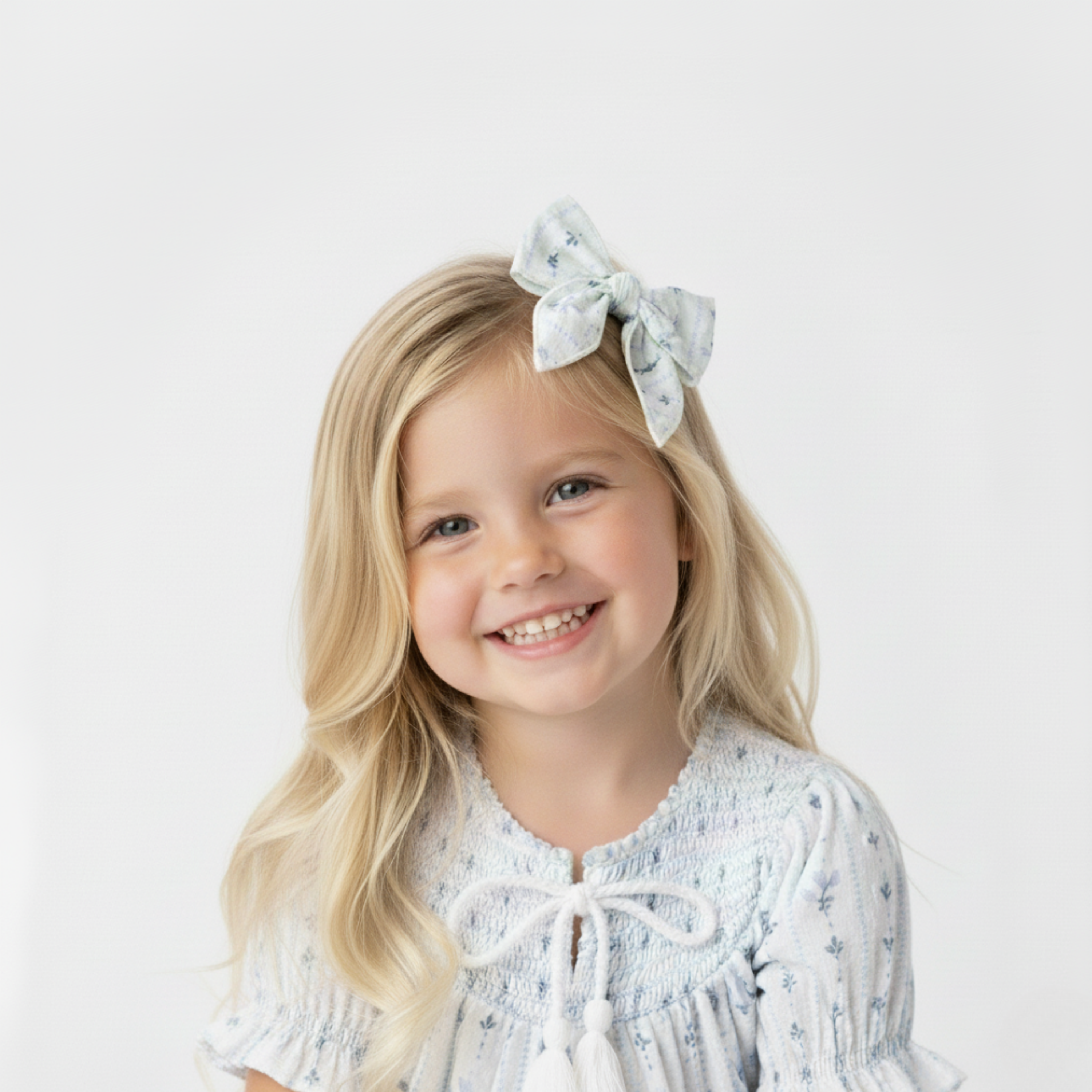 Organic Hair Bow Clip - Blue Vines - Aaria Tees Aaria Tees
