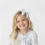 Organic Hair Bow Clip - Blue Vines - Aaria Tees Aaria Tees