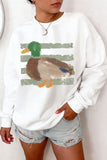 White Western Duck Graphic Casual Pullover Sweatshirt Aaria Tees