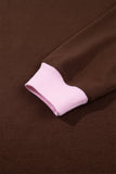 Pink Polka Dot Letter Graphic Colorblock Tunic Sweatshirt - Aaria Tees Aaria Tees