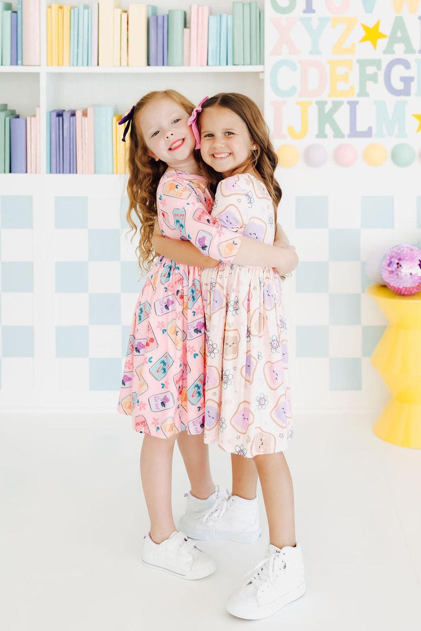 Girly Pop 3/4 Sleeve Pocket Twirl Dress - Aaria Tees Aaria Tees