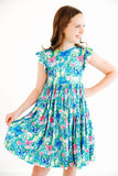 Watercolor Butterflies Flutter Sleeve Twirl Dress - Aaria Tees Aaria Tees