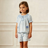 Organic Smocked Top & Shorts Set - Light Blue - Aaria Tees Aaria Tees