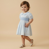 Organic Smocked Collar Dress - Light Blue - Aaria Tees Aaria Tees