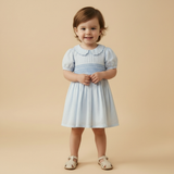 Organic Smocked Collar Dress - Light Blue - Aaria Tees Aaria Tees