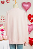 Apricot Pink Valentines Bow Heart Embroidered Mock Neck Sweatshirt - Aaria Tees Aaria Tees