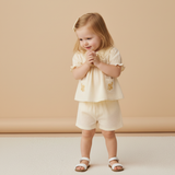 Organic Smocked Top & Shorts Set - Butter Yellow - Aaria Tees Aaria Tees