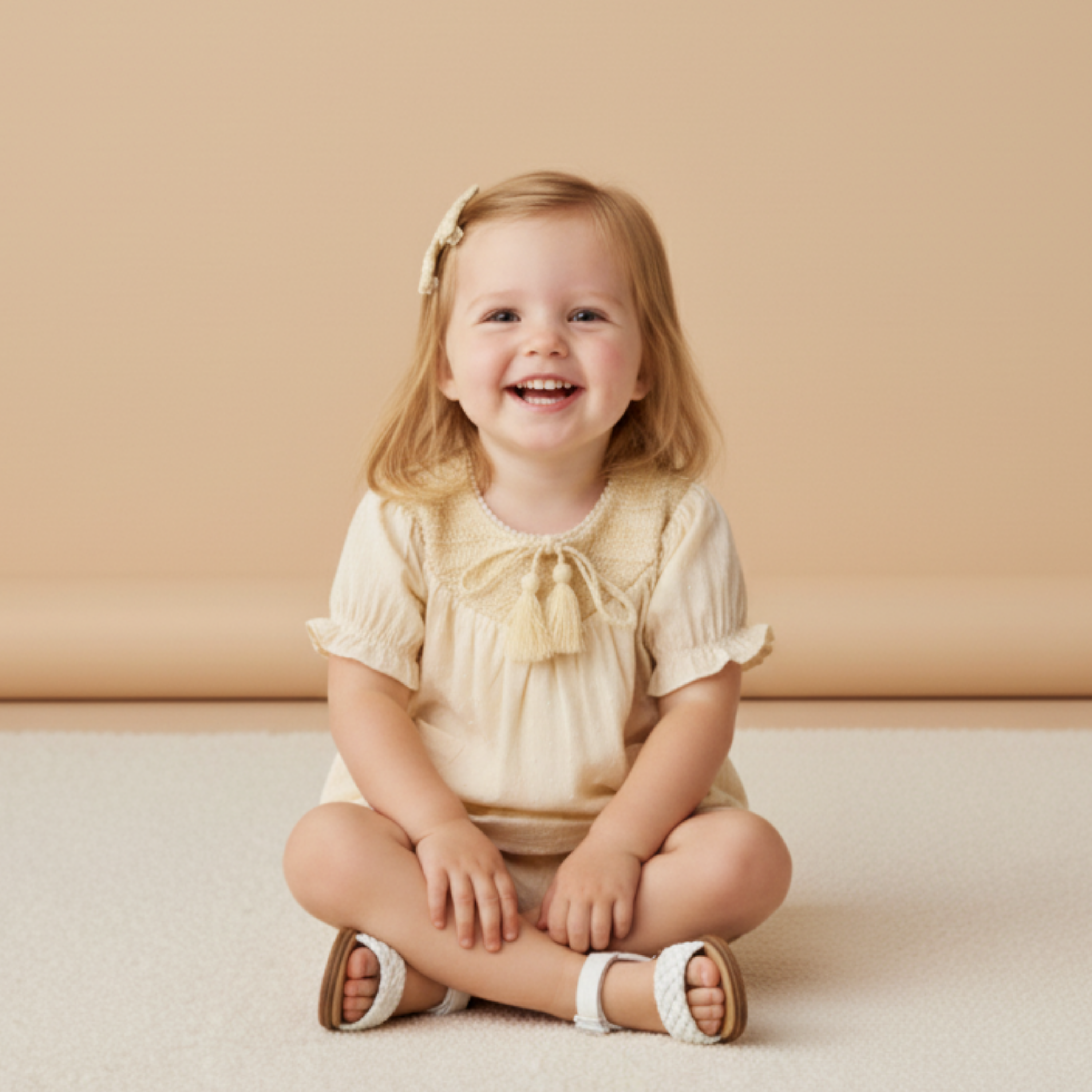 Organic Smocked Top & Shorts Set - Butter Yellow - Aaria Tees Aaria Tees