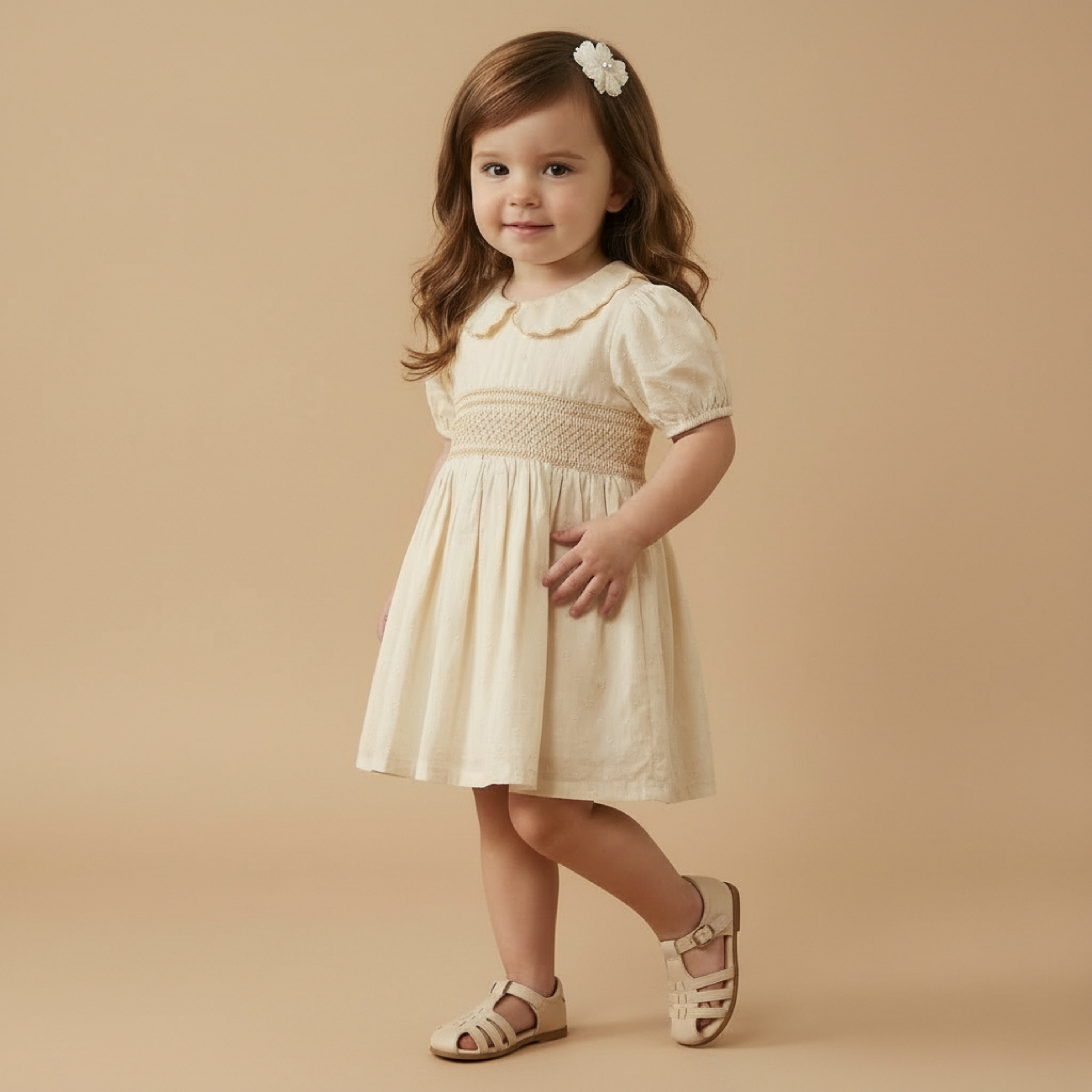 Organic Smocked Collar Dress - Butter Yellow - Aaria Tees Aaria Tees