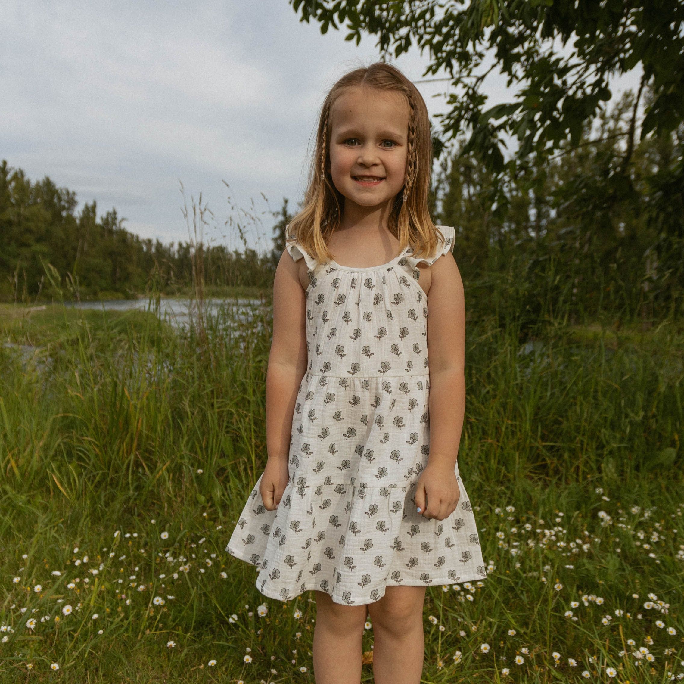 Organic Ruffle Tiered Dress - Poppy - Aaria Tees Aaria Tees