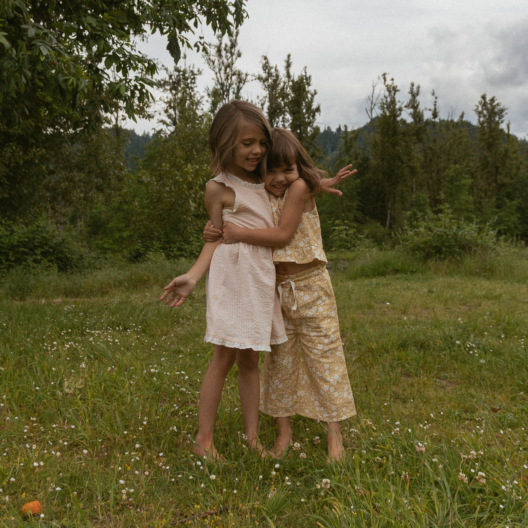 Organic Ruffle Top & Pants Set - Yellow Blossom - Aaria Tees Aaria Tees