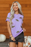 Wisteria Sequin Halloween Bat Patched Casual T Shirt Aaria Tees