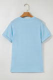 Light Blue Salty Beach Resort Vacation Surf Graphic Tee Aaria Tees