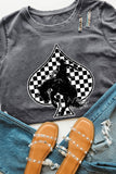 Gray Redeo Check Spades Western Graphic T Shirt Aaria Tees