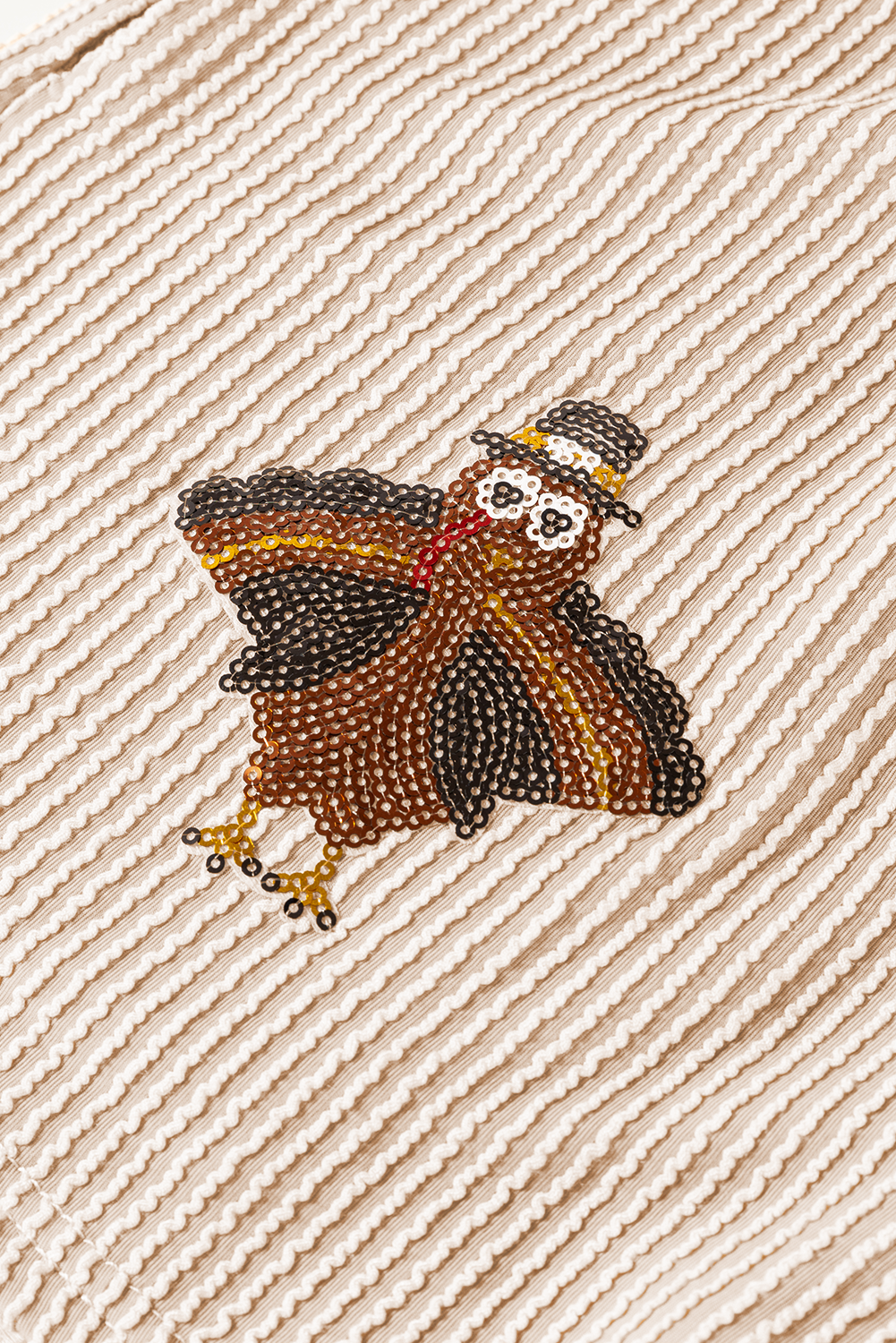Parchment Thanksgiving Sequined Turkey Corded Knit Loose Fit Shorts Set - Aaria Tees Aaria Tees