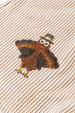 Parchment Thanksgiving Sequined Turkey Corded Knit Loose Fit Shorts Set - Aaria Tees Aaria Tees