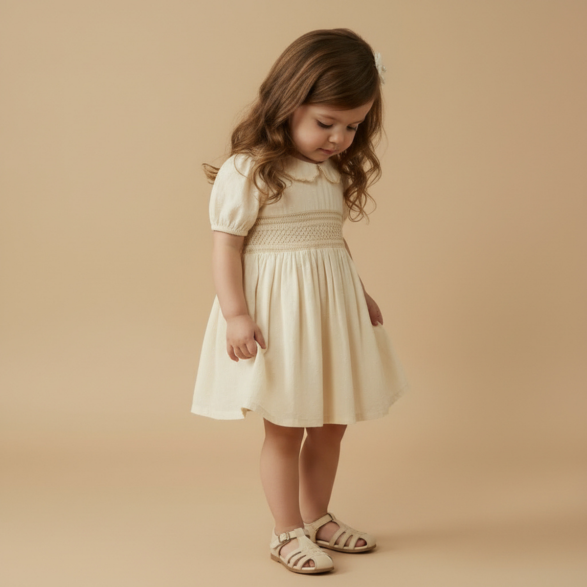 Organic Smocked Collar Dress - Butter Yellow - Aaria Tees