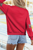 Racing Red Sequin Bowknot Mock Neck Game Day Casual Sweatshirt Aaria Tees