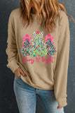 Khaki Merry & Bright Christmas Tree Print Pullover Sweatshirt - Aaria Tees Aaria Tees