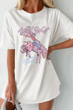White Wild West Cowgirl Rodeo Graphic Tunic Tee - Aaria Tees Aaria Tees