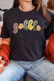 Black gobble Sequin Letter Graphic Thanksgiving T Shirt Aaria Tees