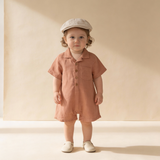 Organic Collared Romper - Clay - Aaria Tees Aaria Tees