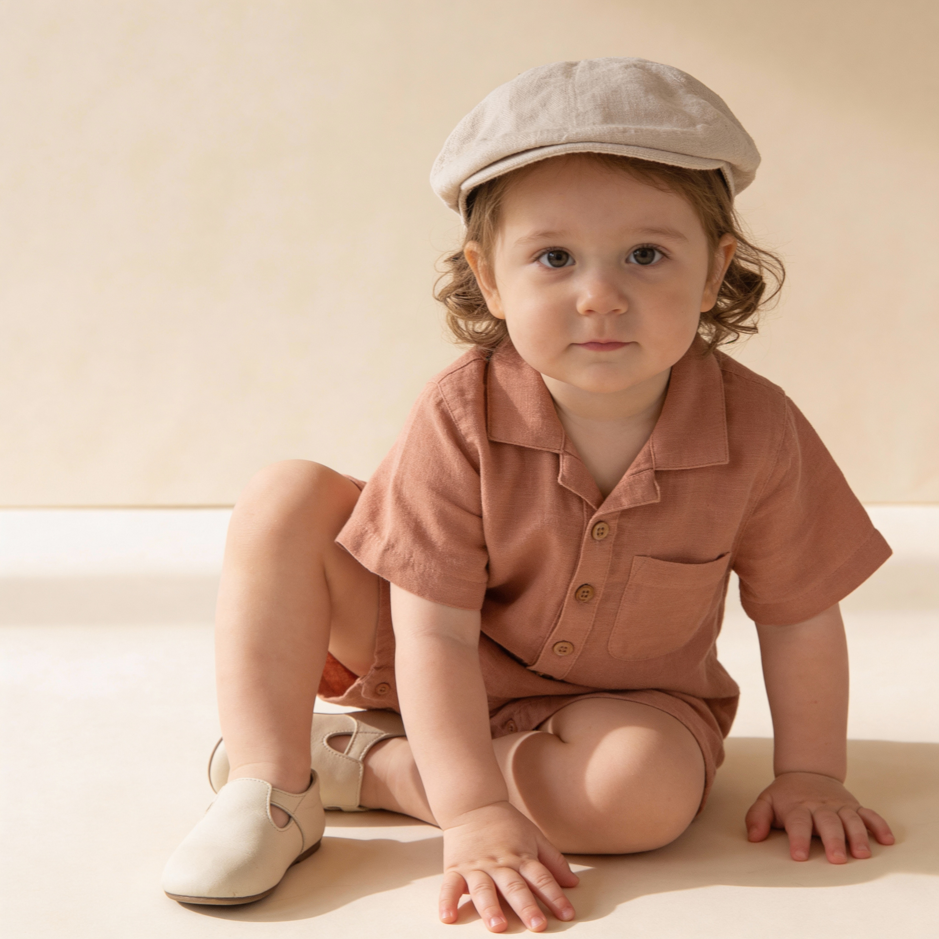 Organic Collared Romper - Clay - Aaria Tees Aaria Tees