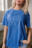 Sky Blue Vintage MOTHERHOOD Letter Graphic T Shirt Aaria Tees